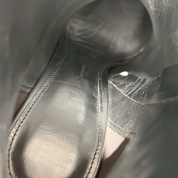 Salvatore Ferragamo Glitter Sculptural-Heel Zip Booties, New, Size 10 - Picture 13 of 16